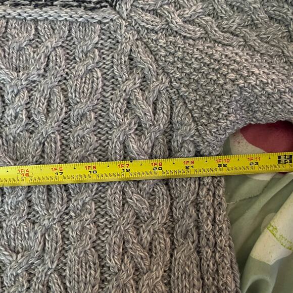 Aran Sweater Market Women's Fairisle Merino Wool Knit Hoodie Gray XL NWT - Picture 7 of 8